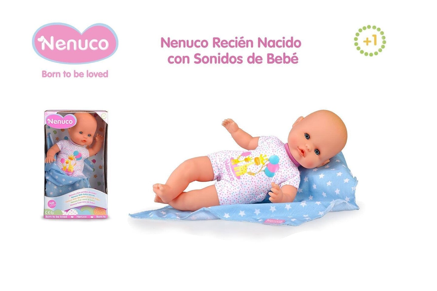 Nenuco Soft Baby Doll with Rattle Bottle