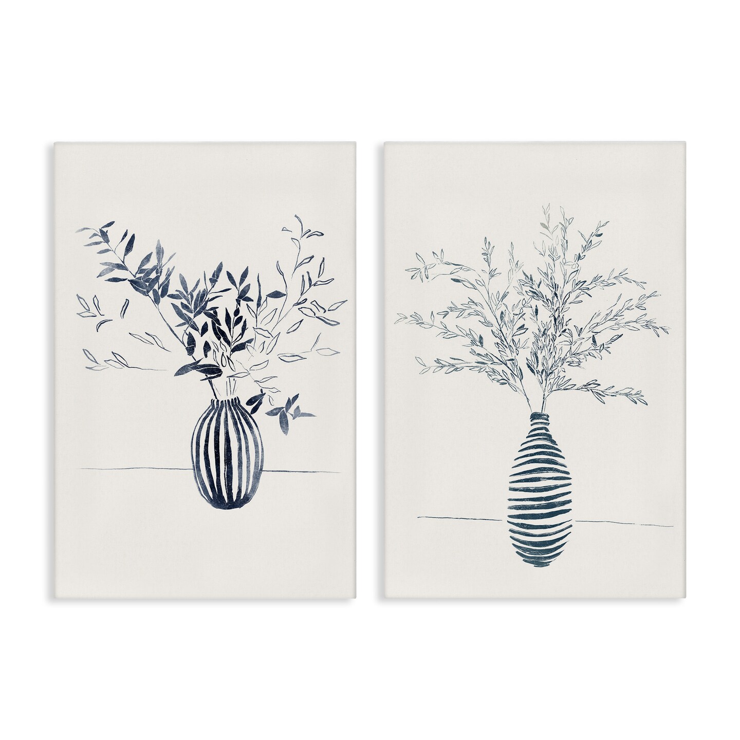 Stupell Industries Striped Floral Table Vase 2 pc Canvas Wall Art Set Design by Yuyu Pont