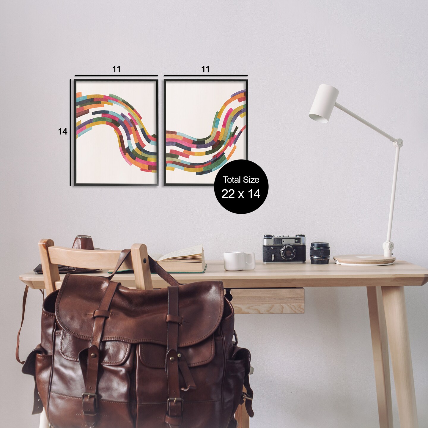 Stupell Industries Abstract Colorful Wave 2 pc Framed Giclee Wall Art Set Design by Grace Popp