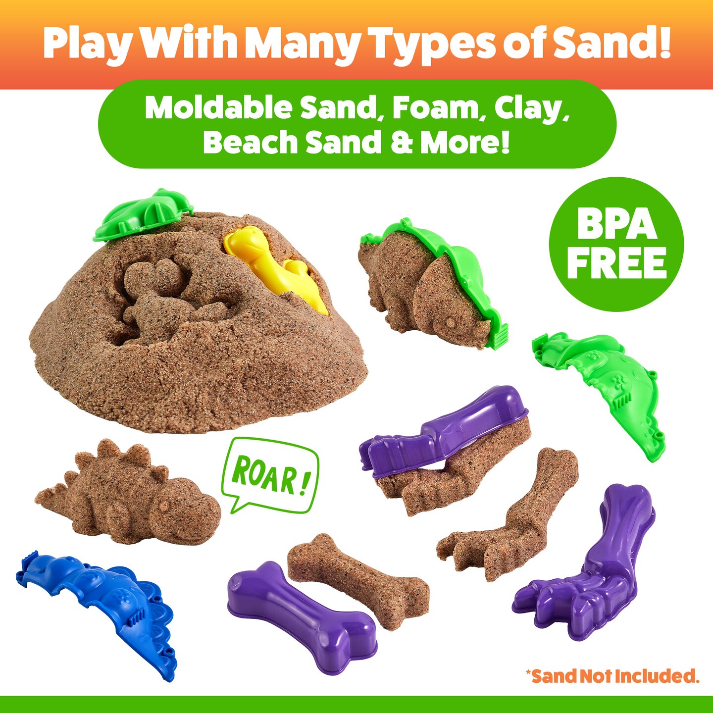 USA Toyz Dinosaur Sand Molds Beach Toys for Kids- 23pk