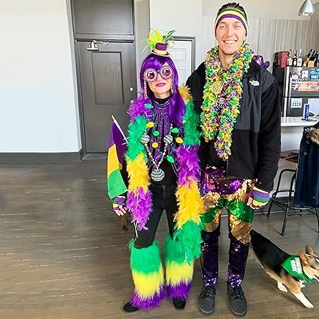 Mardi Gras Leg Warmer Covers for Women and Men - One Pair Fur Heels Boot Cuff Cover Masquerade Costume Accessory by 4E’s Novelty