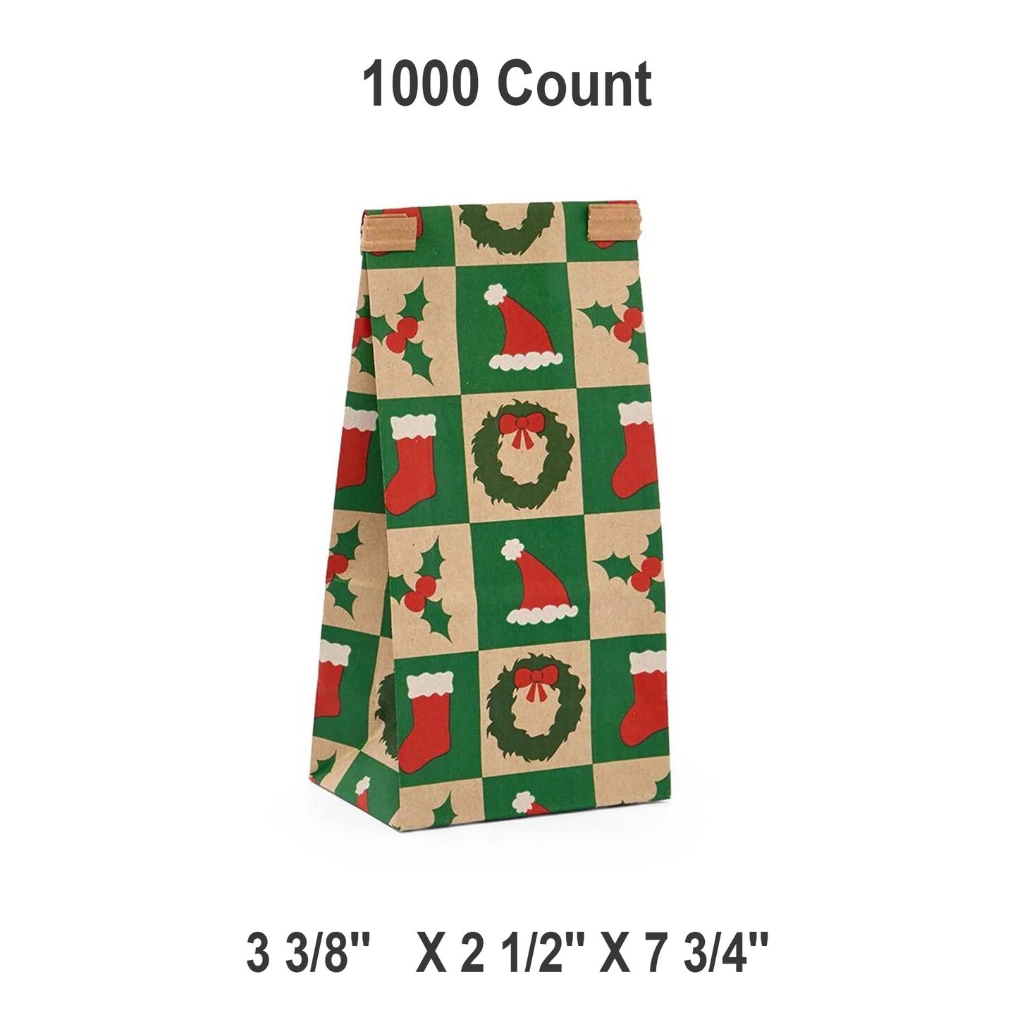 Holiday Tin Tie Bags Festive Packaging 3 3/8&#x201D; x 2 1/2&#x201D; x 7 3/4&#x201D;