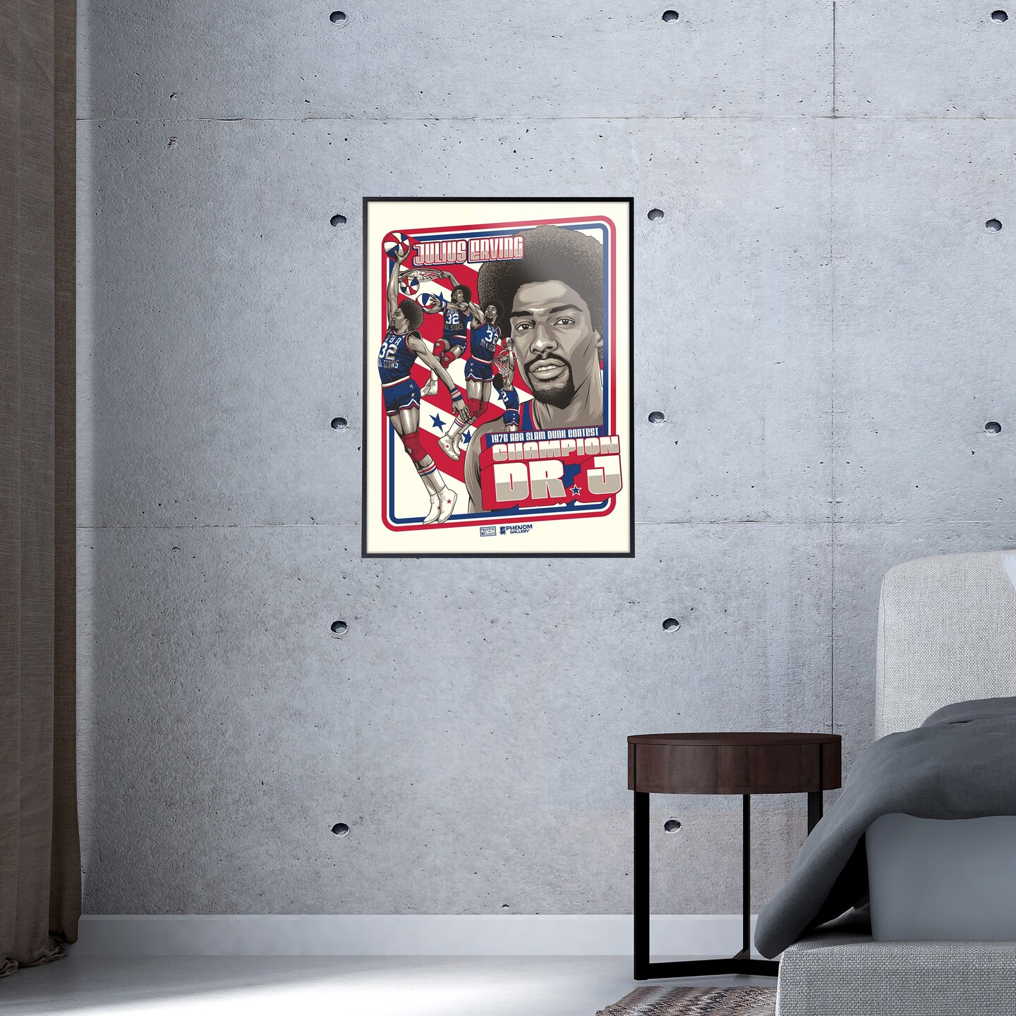 Phenom Gallery Julius &#x22;Dr. J.&#x22; Erving 1976 ABA Slam Dunk Deluxe Framed Serigraph Print