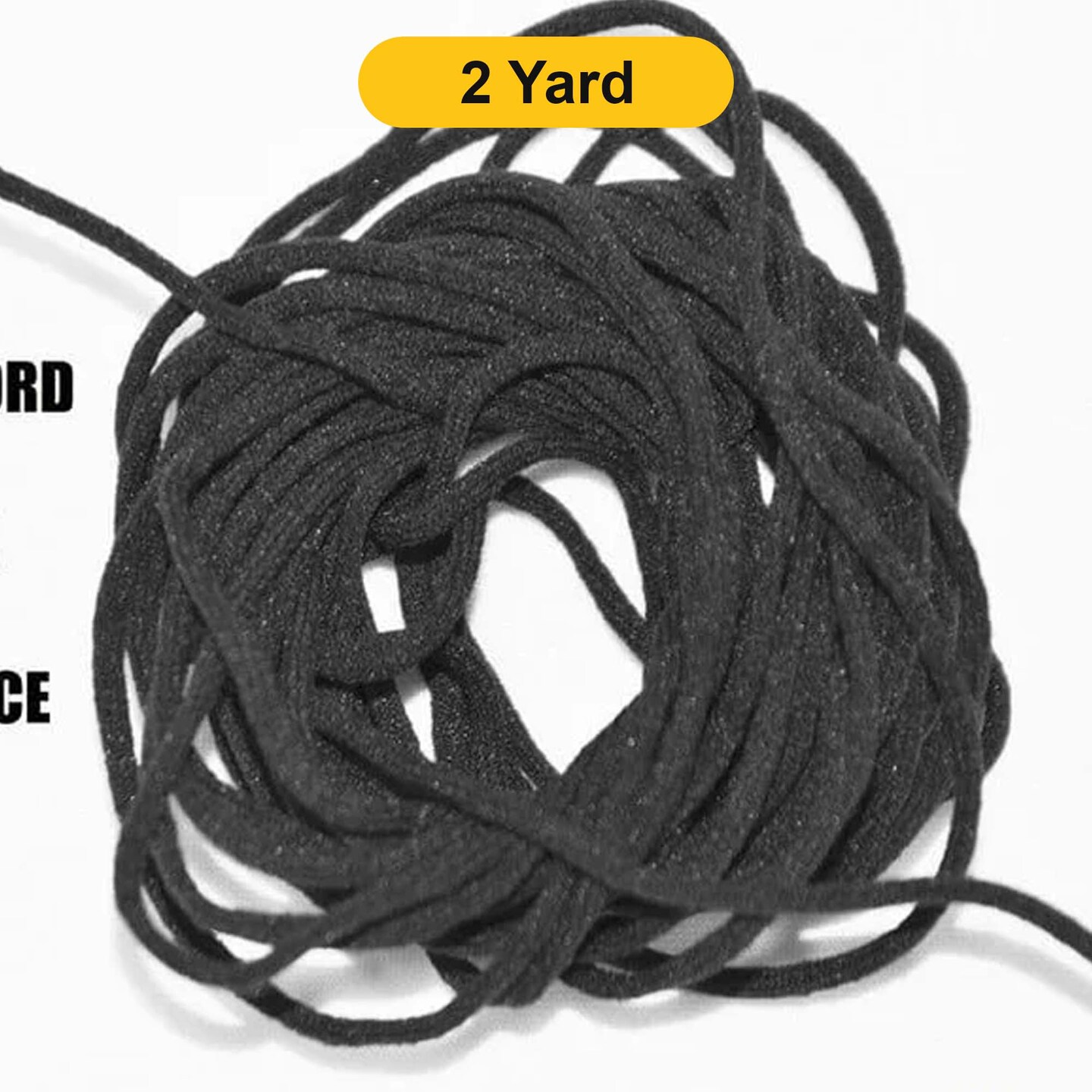 Black 3mm Round Knitted Elastic Cord 75% Nylon 25% Spandex Washable