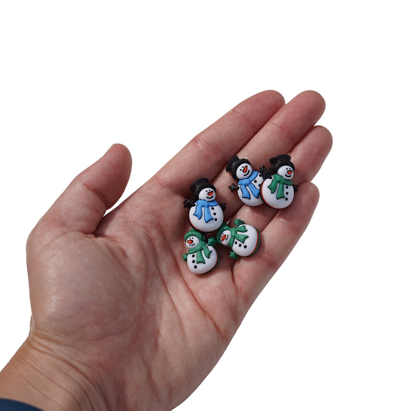 Winter Crafting Buttons Set, 100-Pack Snowman, Snowball and Snowflake Designs, White and Blue Holiday Decorative Buttons for Sewing and DIY Projects