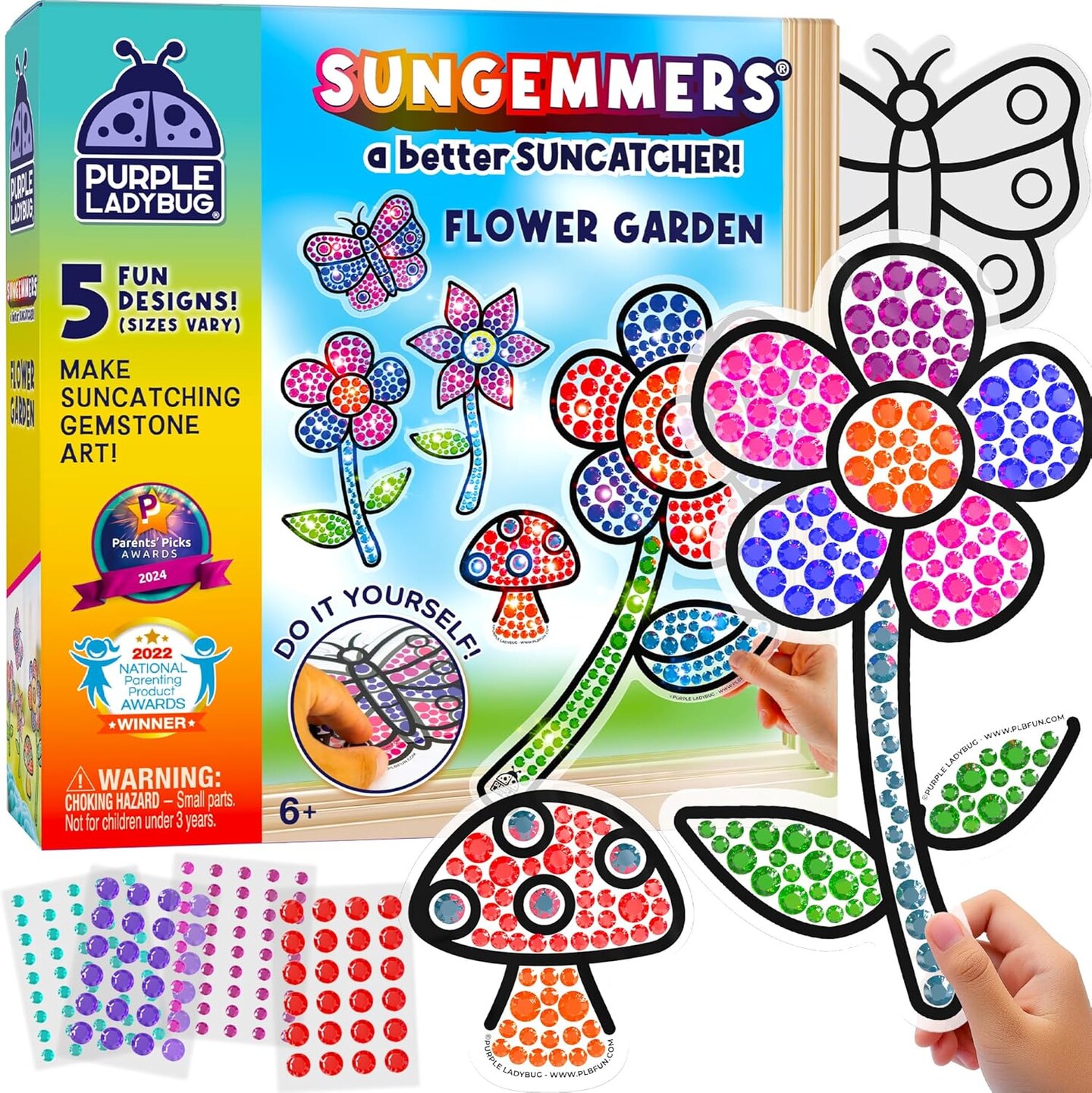 Suncatcher Gem Art for Kids Crafts - Easter Basket Stuffers for Kids 8-12 6-8, Valentines Day Gifts for 8 7 6 Year Old Girl Birthday Gift, Arts and Crafts for Kids Ages 4-8 8-12 6-8 Girls