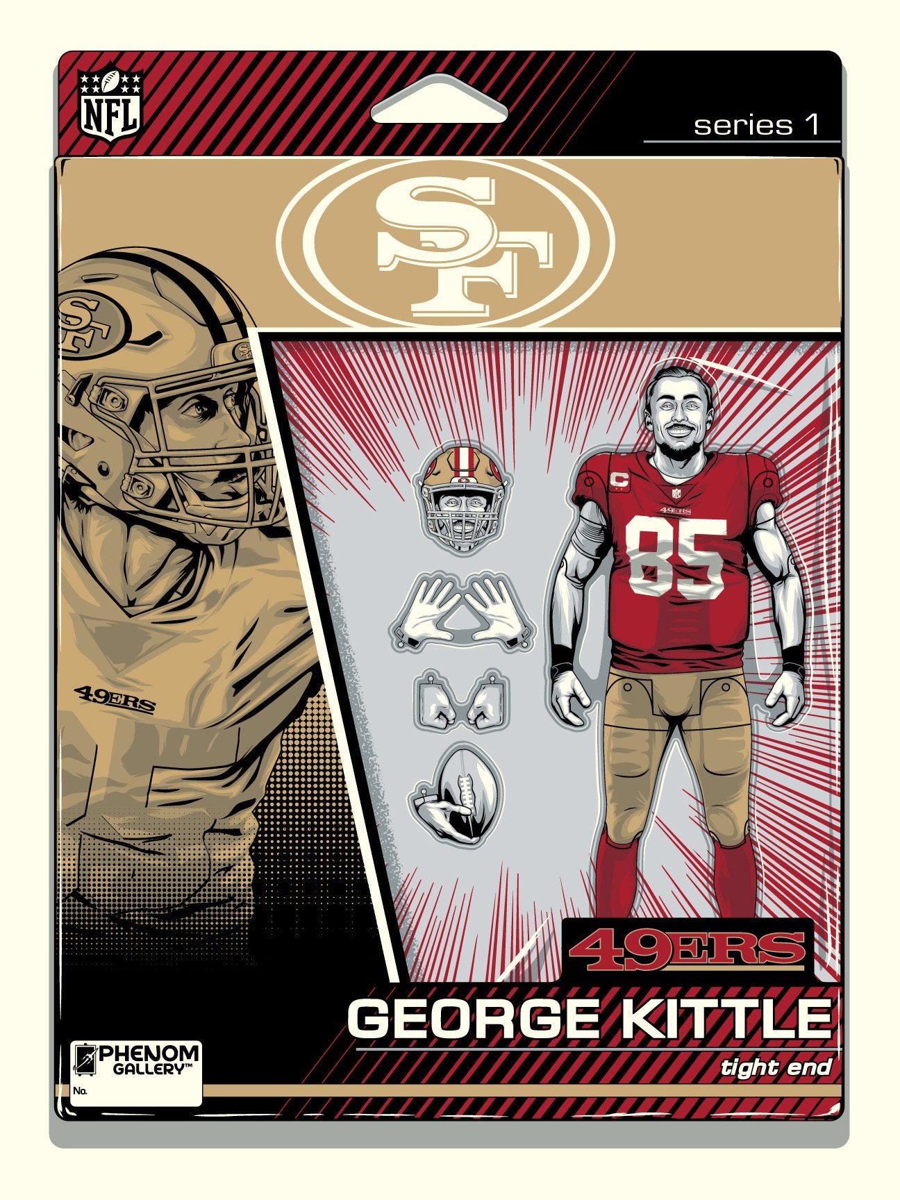 Phenom Gallery San Francisco 49ers George Kittle 18&#x22; x 24&#x22; Deluxe Framed Serigraph