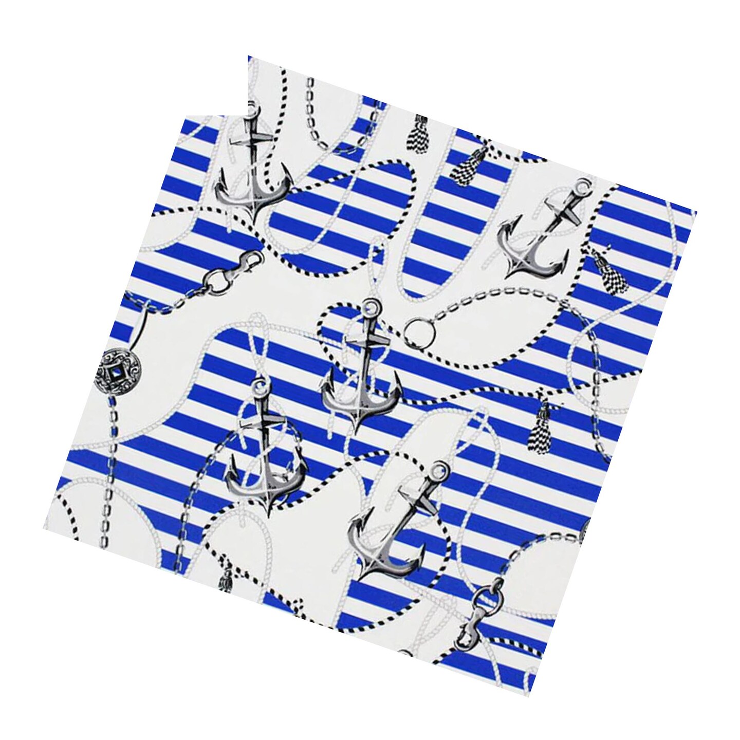 82% Nylon & 18% Spandex Anchors and Nautical Stripes Printed Spandex Fabric 55/56” Width