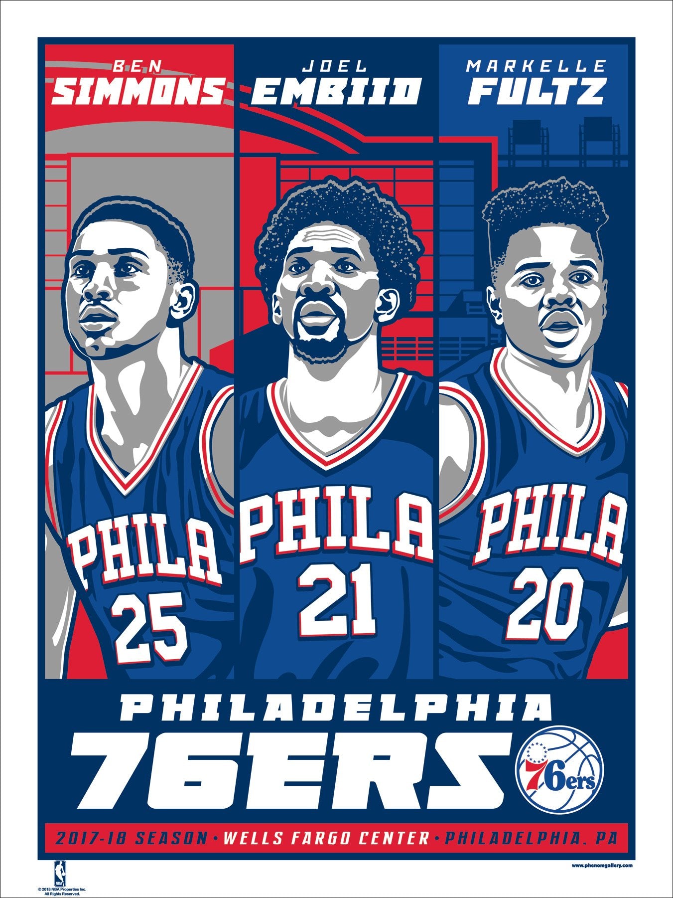 Phenom Gallery Ben Simmons Rookie Philadelphia 76ers 2017-18 Season Serigraph