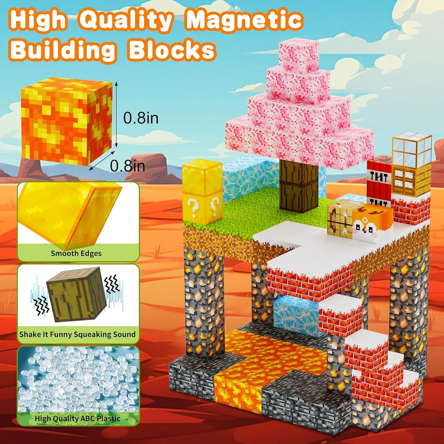 Magnetic Blocks 100PCS,Mine World Craft Toys for Boys 6-8,Magnetic Cubes for Kids,Magnetic Toys,Stress Relief Building Blocks,Magnetic Building Cubes0.8In,Puzzle Games,Building Toys