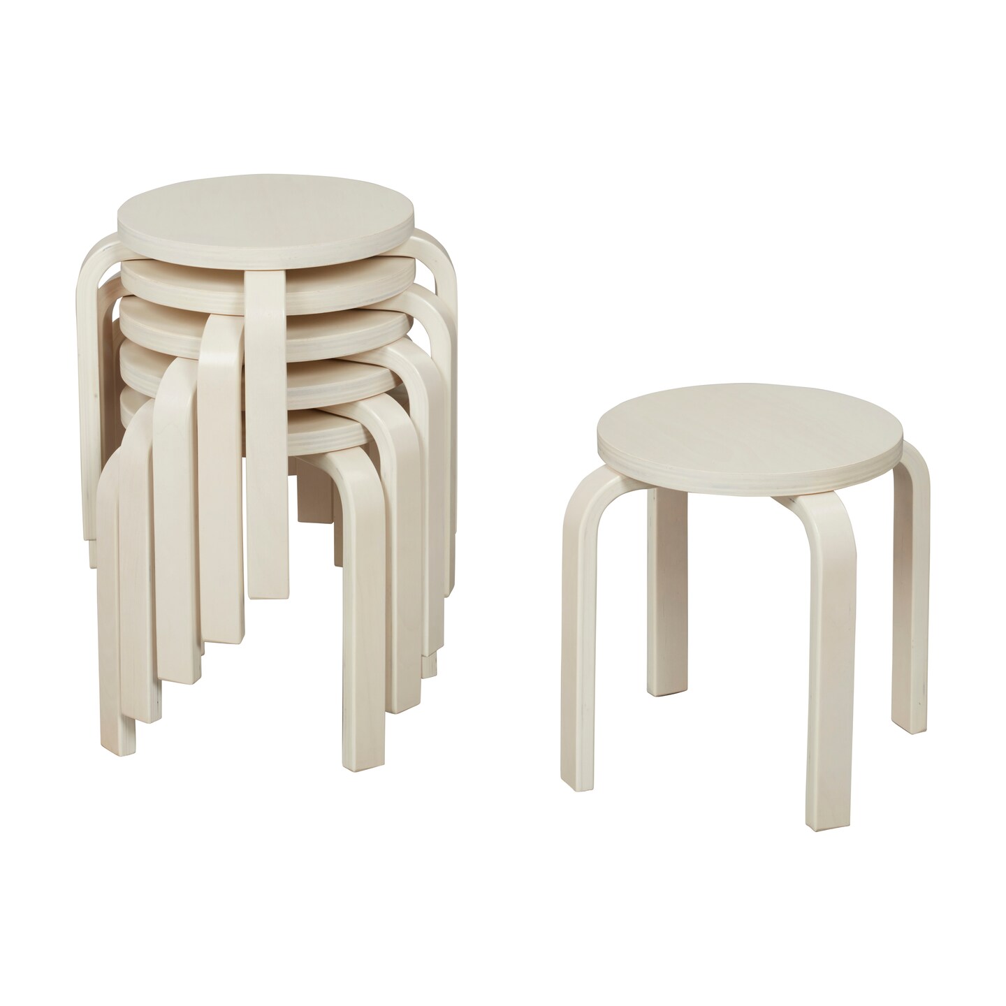 Bentwood Stackable Stools, Classroom Furniture, 6-Piece