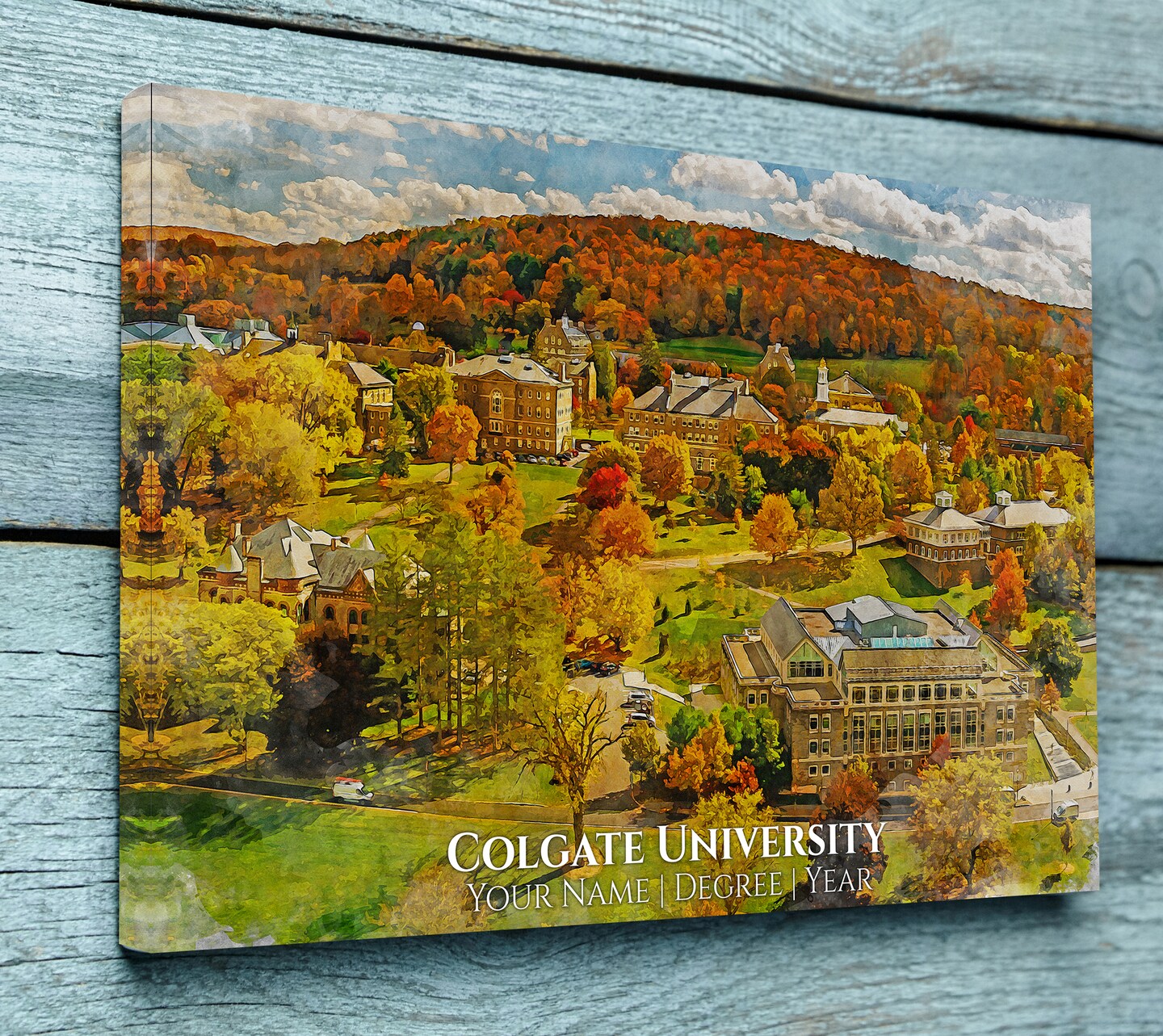 Colgate University watercolor canvas Graduation gift