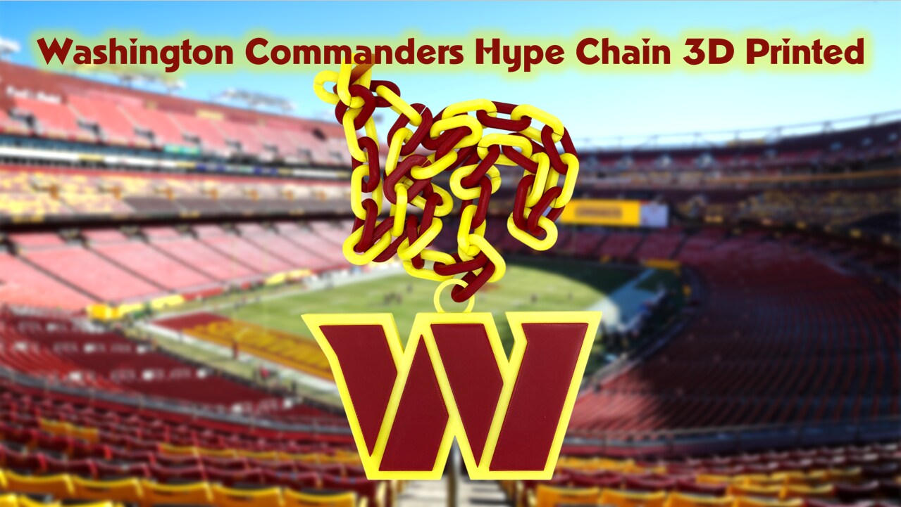 Washington Commanders Football Big Logo Fan Hype Chain Necklace 3D Printed