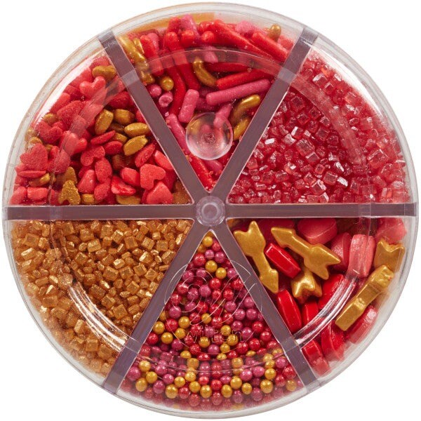 Wilton 6 Cell Metallic Valentine&#x27;s Day Sprinkles Mix 6.98 oz.