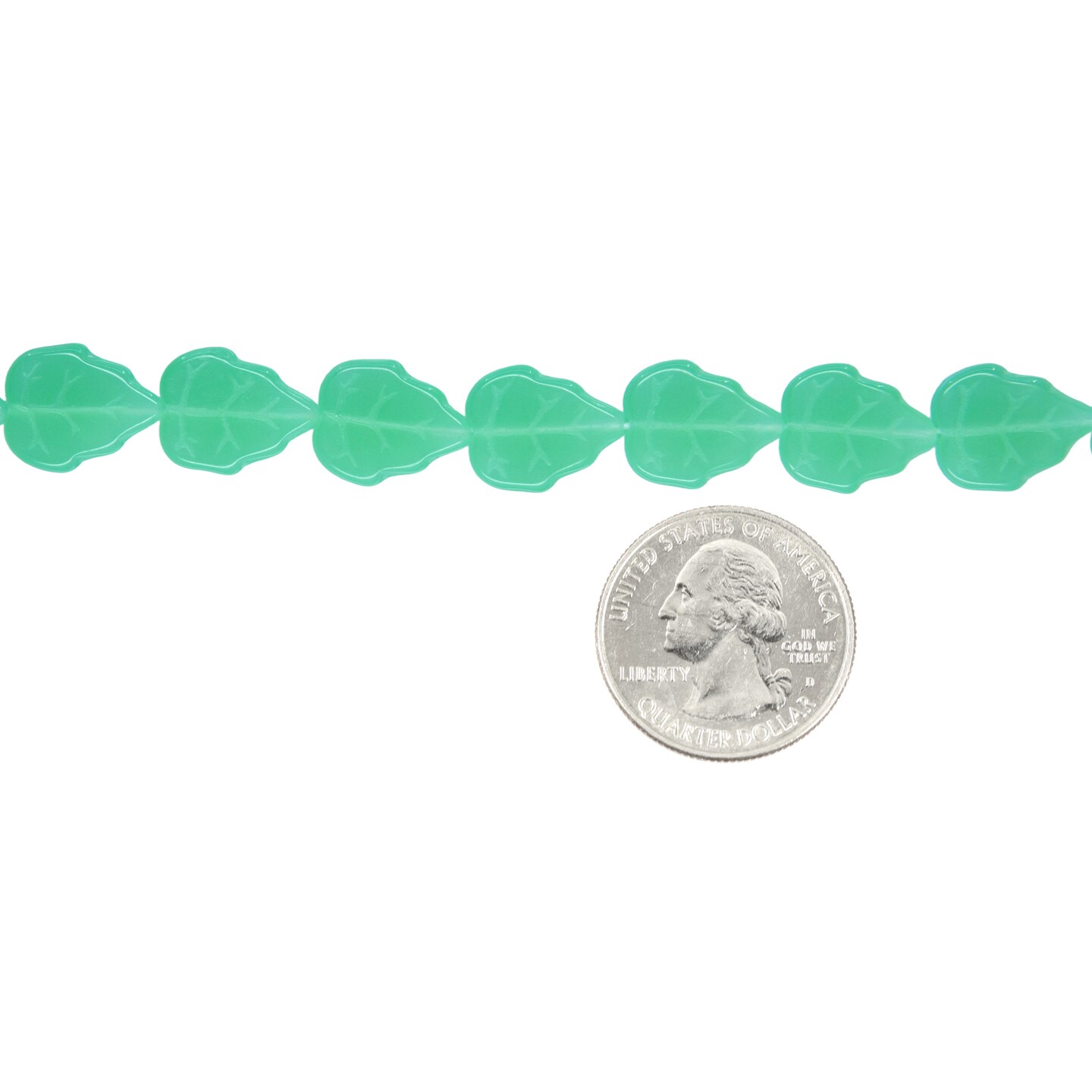 15x12mm Milky Green Ivy Leaf Beads, 23-25 beads GB-LB31