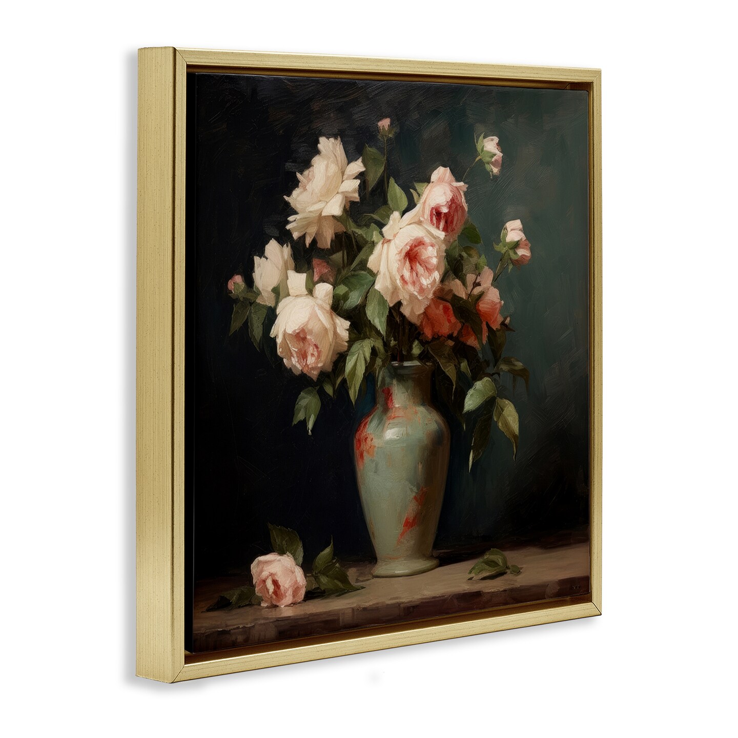 Stupell Industries Vintage Bunches in Vase Framed Floater Canvas Wall Art Design by Lazar Studio