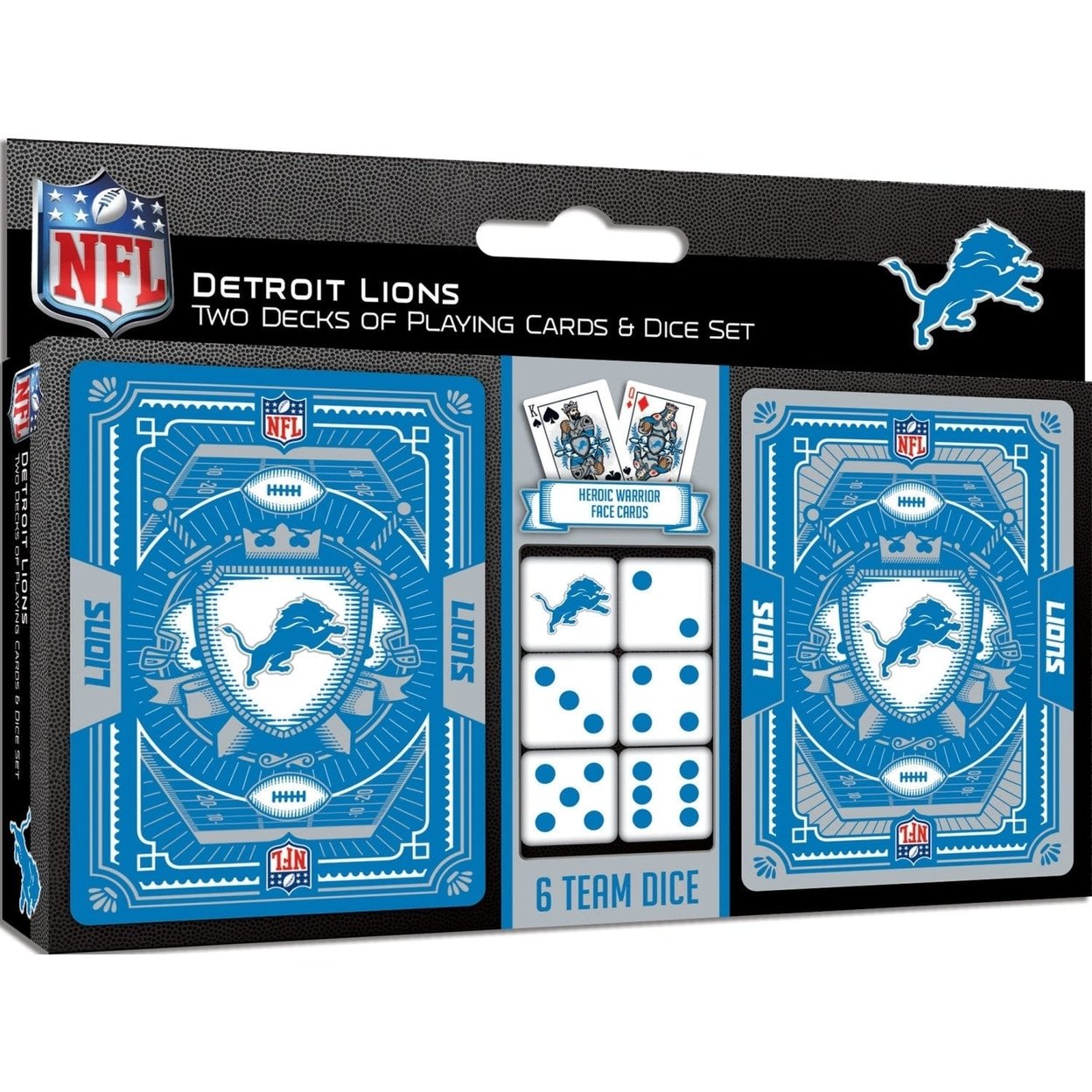 Detroit Lions Playing Cards And Dice Set 2-Pack Nfl Team Merchandise