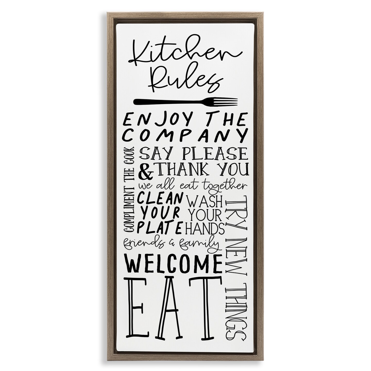 Stupell Industries Kitchen Rules Typography Framed Floater Canvas Wall Art Design by Nicole DeCamp
