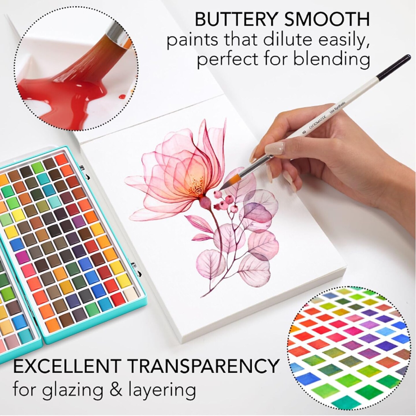 Watercolor Paint Set, 128 Vivid Colors in Portable Box, With Pad, Brushes and Everything Else you Need to Start Painting, Travel Kit