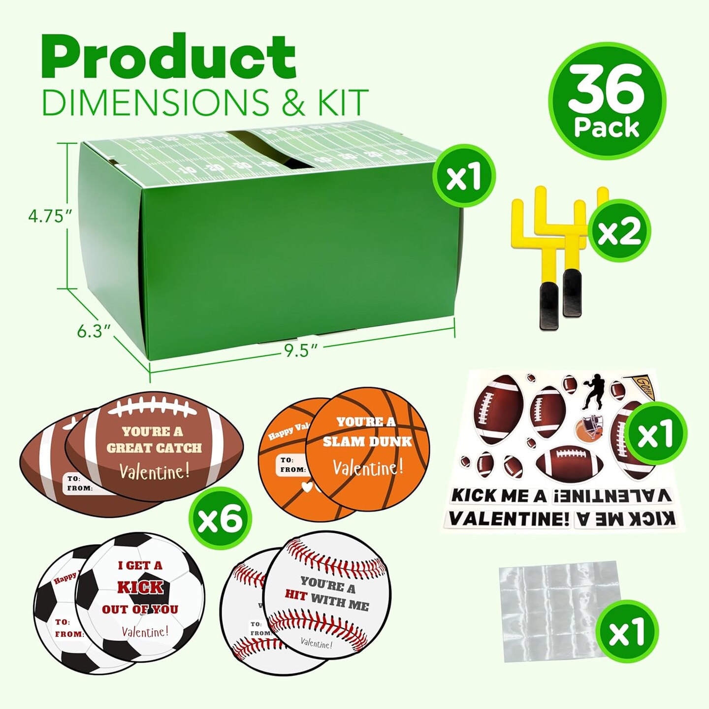 4E's Novelty DIY Football Valentine Mailbox Kit with 36 Sport Valentine Cards for Kids, Valentines Mailbox Kit for Boys & Girls, Classroom Mailbox & School Party