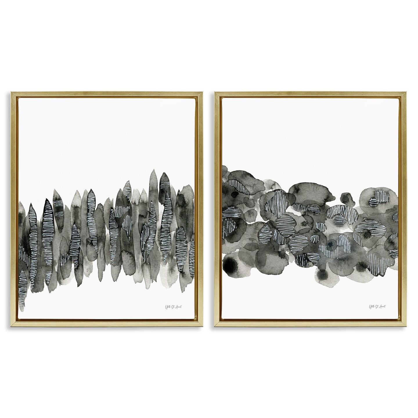 Stupell Industries Abstract Charcoal Kindling 2 pc Framed Floater Canvas Wall Art Set Design by Yvette St. Amant