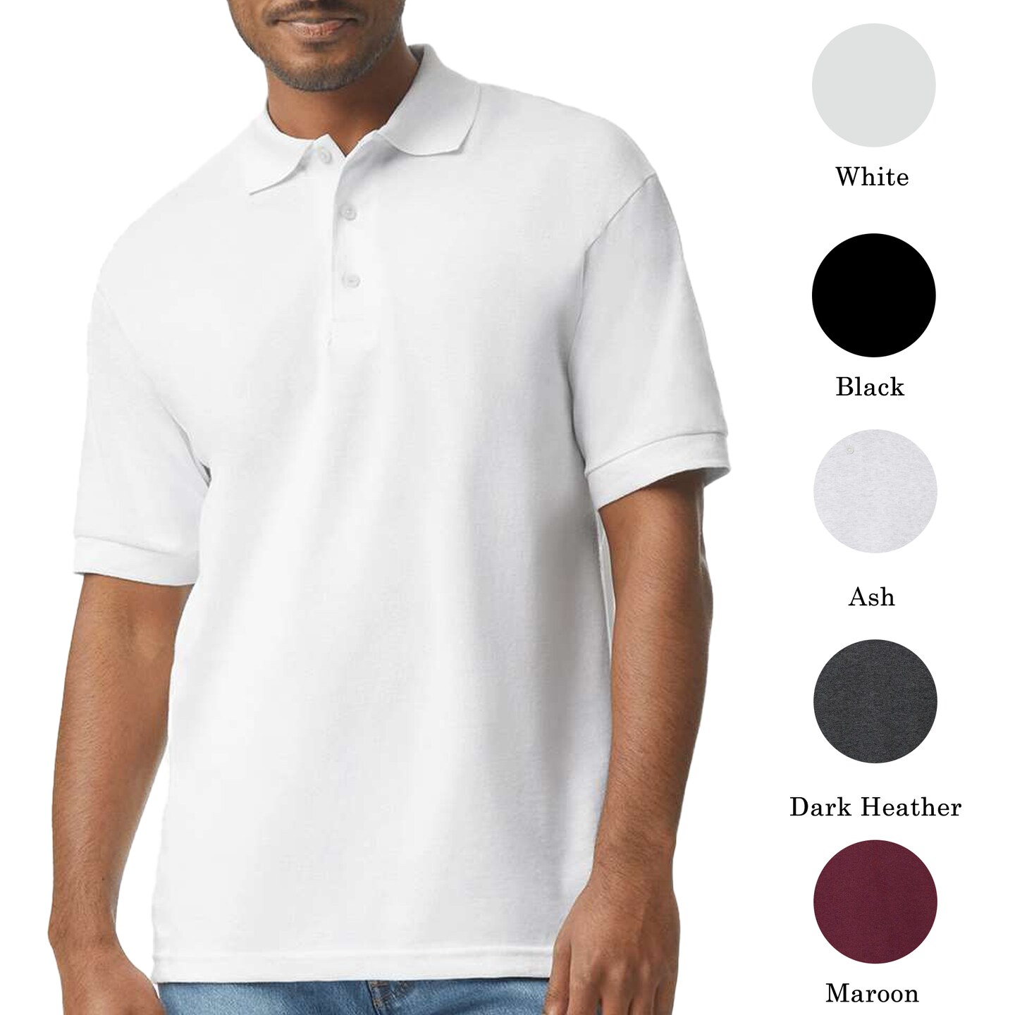 Gildan Jersey Short Sleeve Polo T-Shirt for Men Mix Colour Adult Dryblend Tee
