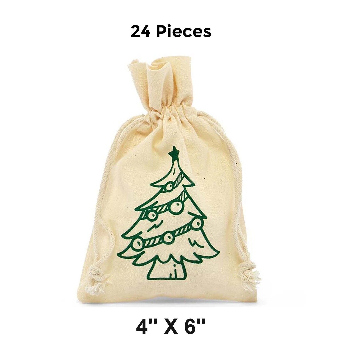 Cheerful Holiday Muslin Bag 4&#x22; x 6&#x22;