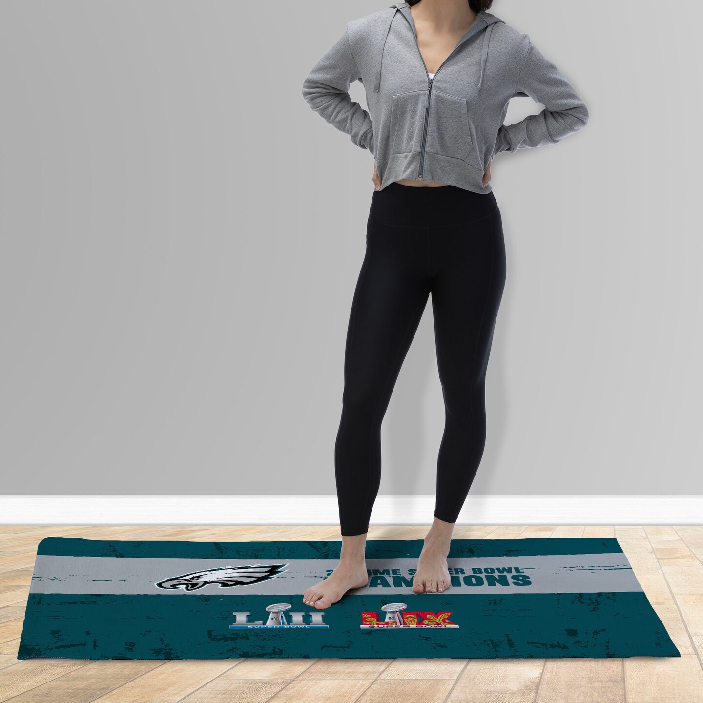 NFL Philadelphia Eagles 2025 Super Bowl LIX Multi Champ Tradition Washable Rug 36X62 Inches