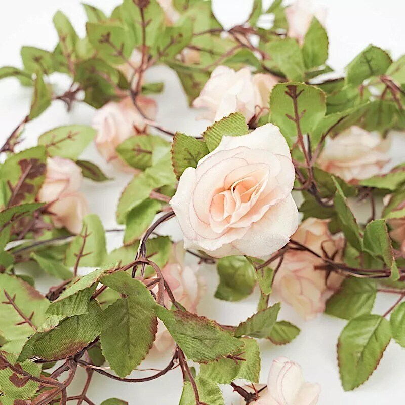 7 feet Blush Roses Leaves FAIRY LIGHTS Battery Operated LED Garland Party Events