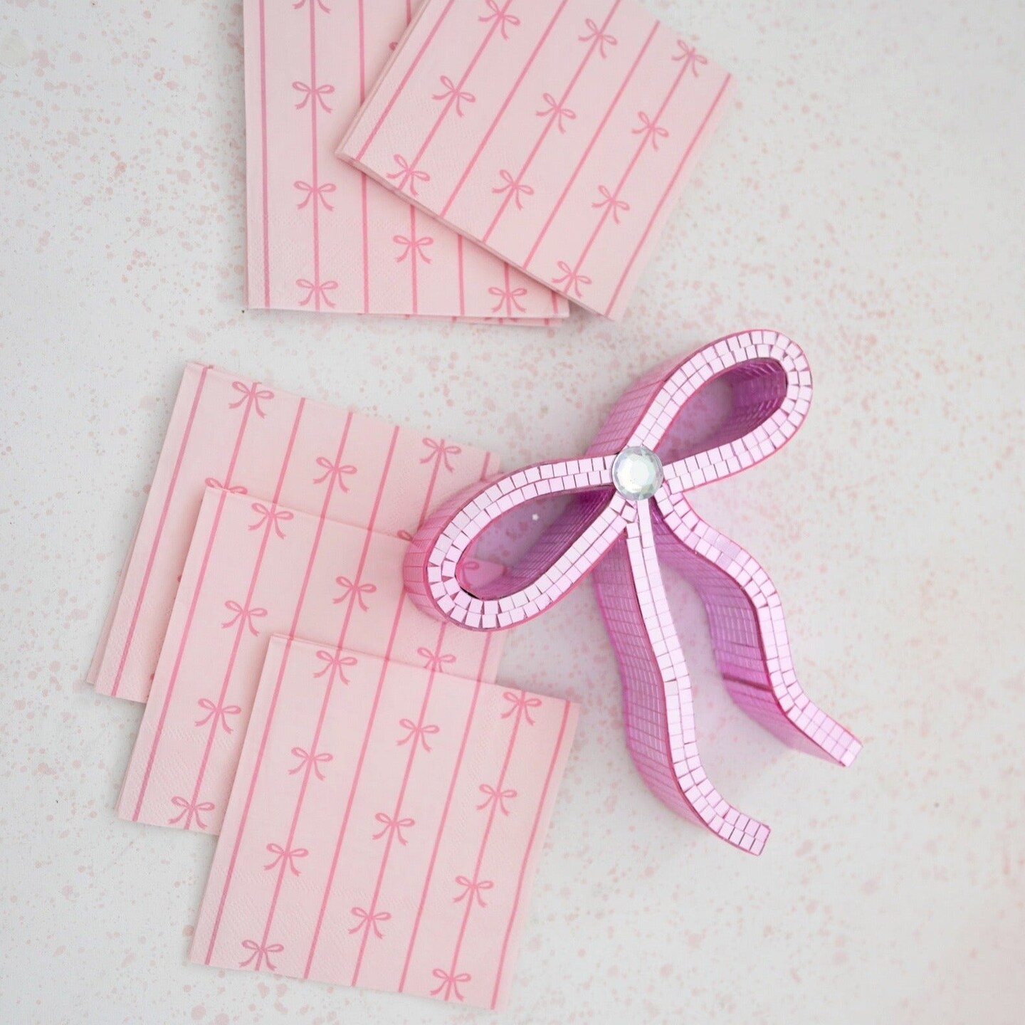 PETAL PINK SIGNATURE BOW SMALL NAPKINS