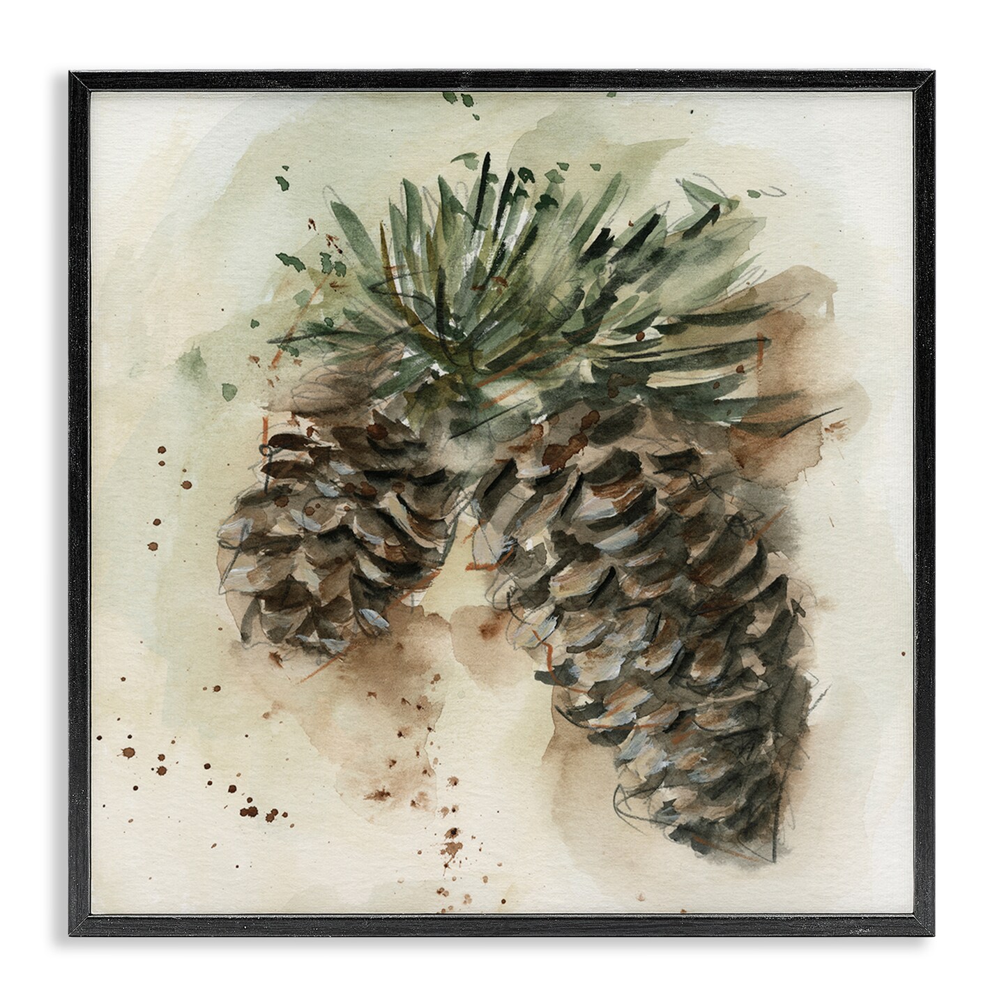 Stupell Industries Pine Cone Watercolor Framed Giclee Wall Art Design by Ethan Harper