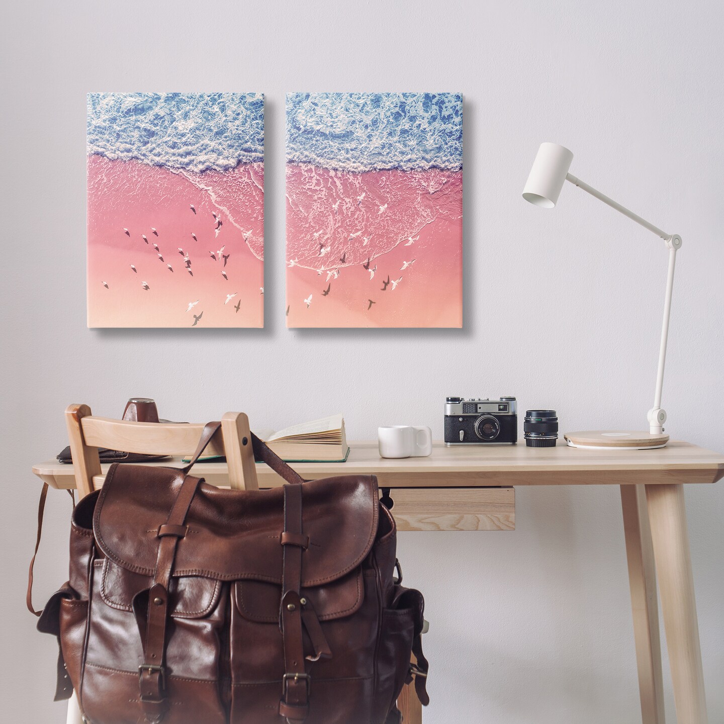 Stupell Industries Minimalist Aerial Beach 2 pc Canvas Wall Art Set Design by Nataly White