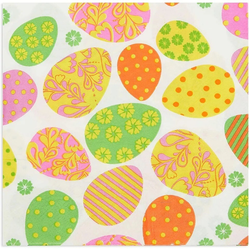 100x Easter Egg Party Paper Napkins for Lunch Tableware Decorations 6.5 Inches