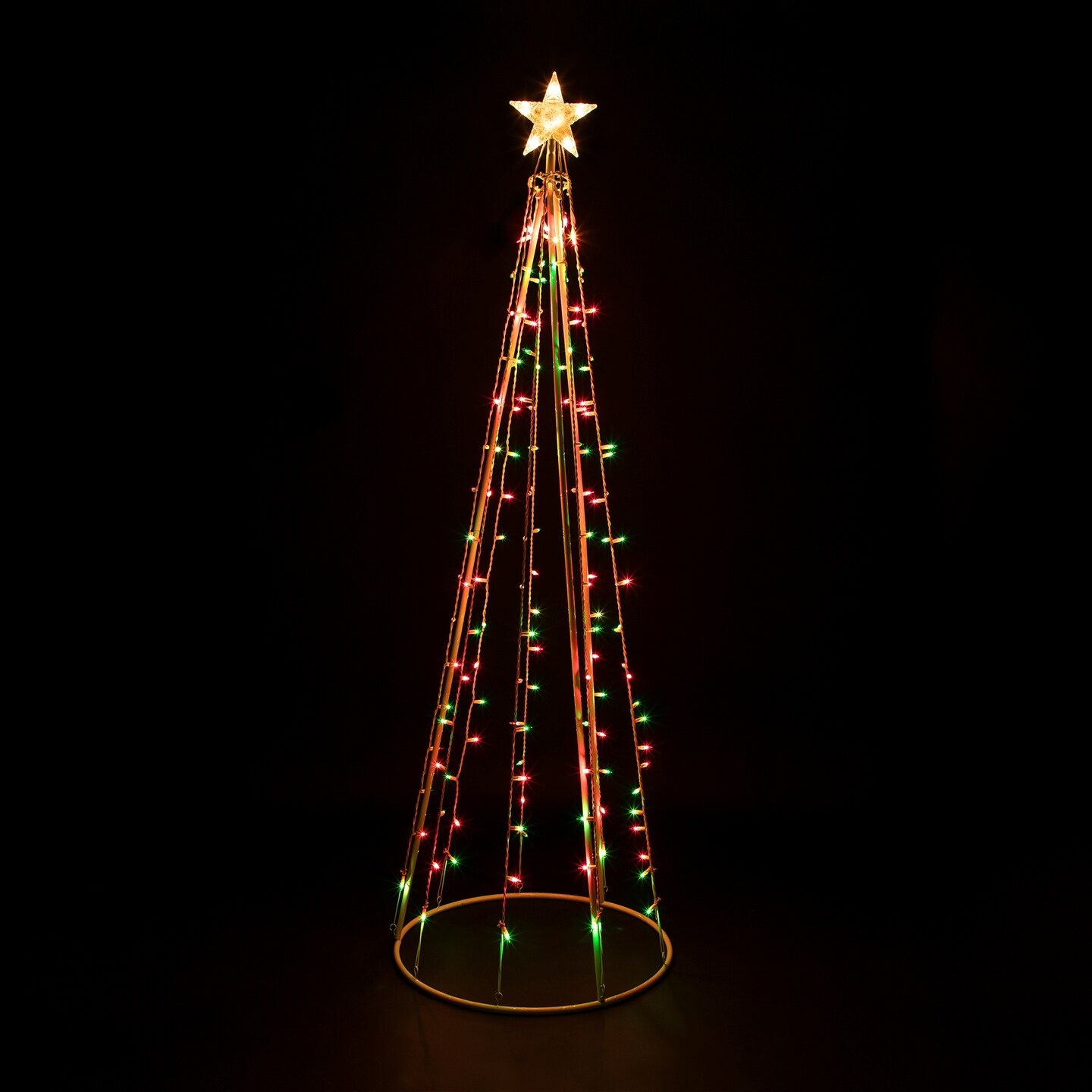 Northlight Lighted Outdoor Christmas Cone Tree with Star- 6' - Red and Green Lights