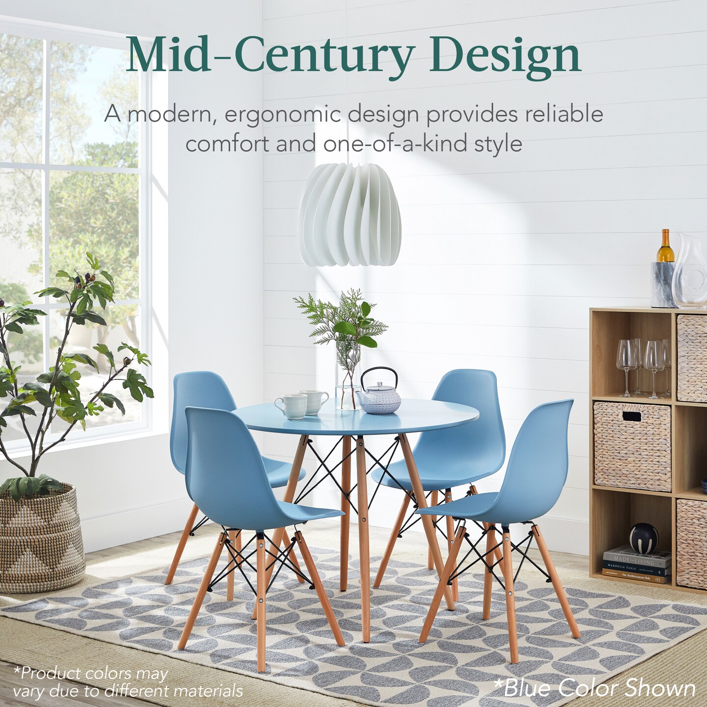 Best Choice Products 5-Piece Compact Mid-Century Modern Dining Set w/ 4 Chairs, Wooden Legs