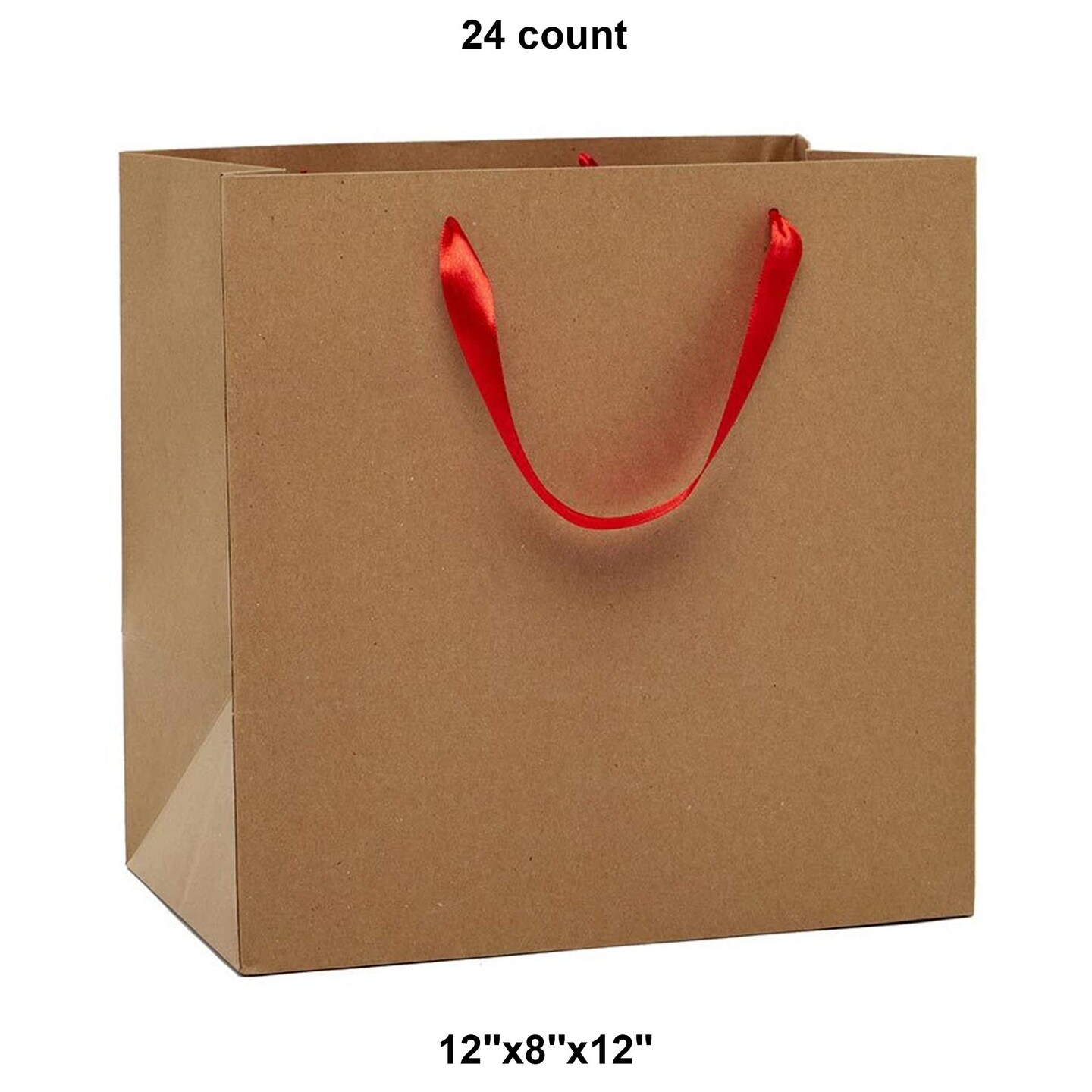 Heavy Kraft Euro Tote 12&#x22; x 8&#x22; x 12&#x22; with Satin Ribbon Handles
