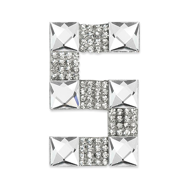 Number 5 Iron On Rhinestone Applique/Patch