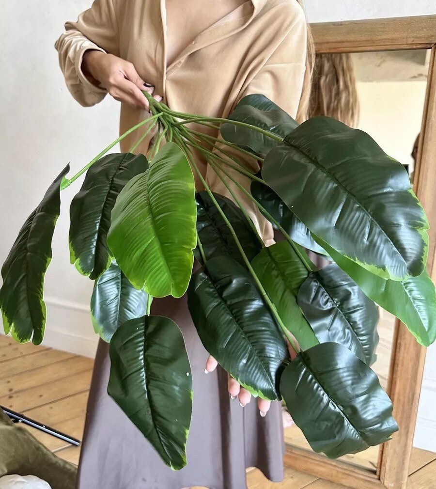 Bird of Paradise Silk Artificial Plant Faux Banana Leaf Tree Fake Tropical Palm Tree for Home Decor Indoor Floor Plant