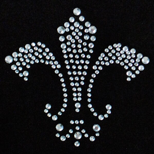 2 7/8&#x22; x 2 3/4&#x22; Rhinestone Transfer Fleur de Lis Iron-on Applique/Patch