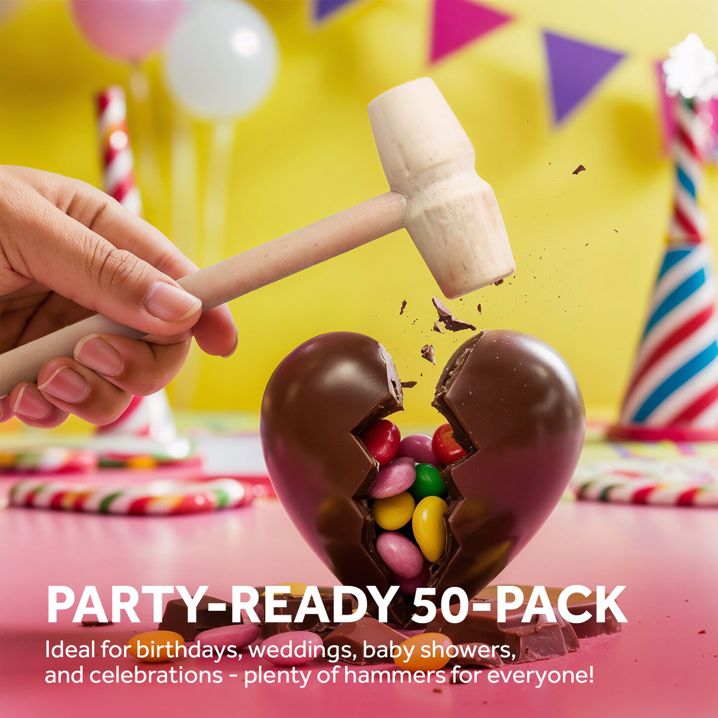 Mini Wooden Hammer for Chocolate, Breakable Heart, Wood Crab Mallets, 5 1/2 Inch Wooden Mallet, Mini Mallet, Small Wooden Hammer, Crafts and Party Props