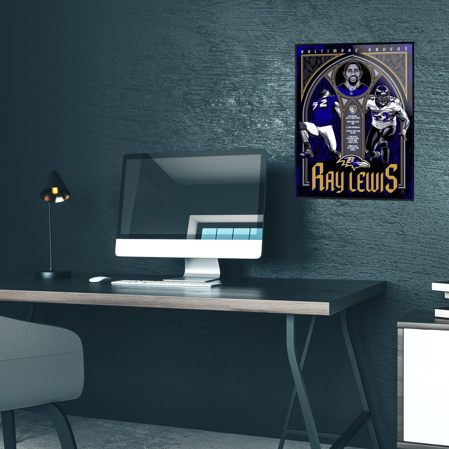 Phenom Gallery Baltimore Ravens Ray Lewis 18&#x22; x 24&#x22; Serigraph