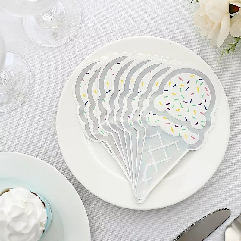 20 Iridescent 12x6&#x22; Ice Cream Paper Beverage COCKTAIL NAPKINS Party Supplies