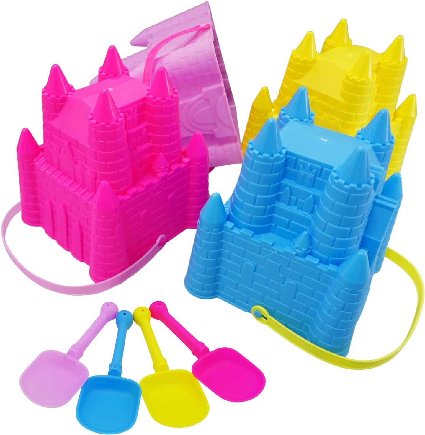 4E’s Novelty 4 Sets Castle Beach Bucket & Shovel - Sand Castle Building Kit