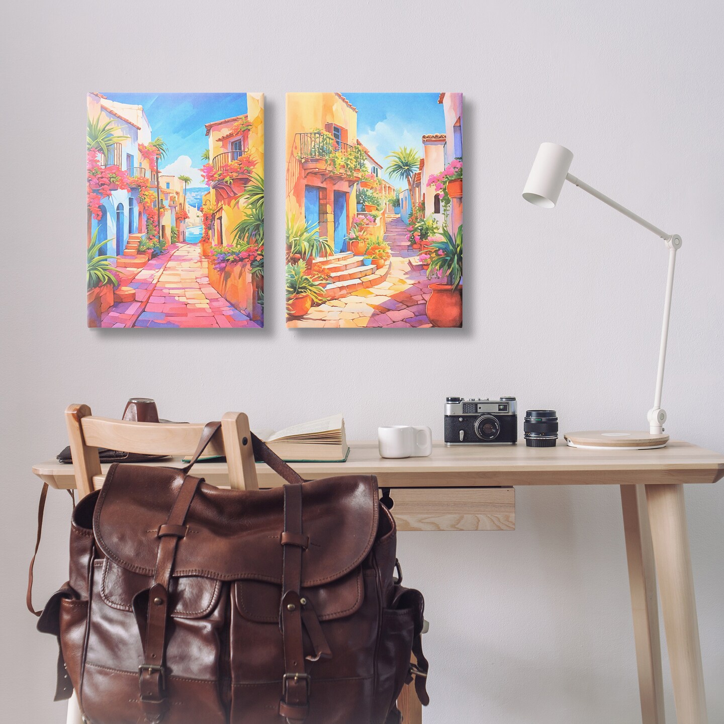 Stupell Industries Quaint Mediterranean Village 2 pc Canvas Wall Art Set Design by Andrea Haase
