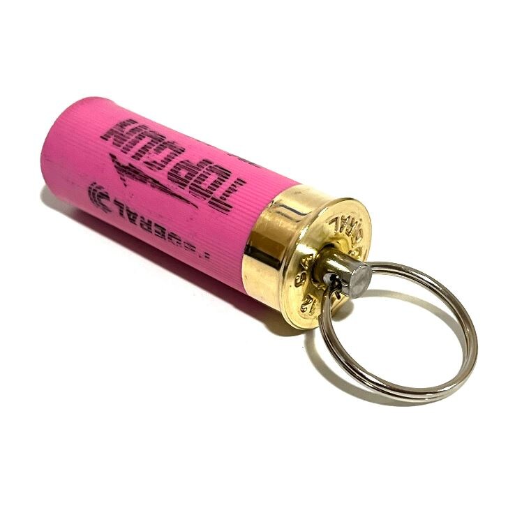 Federal Shotgun Shell Keychain 12 Gauge Pink With Gold Brass