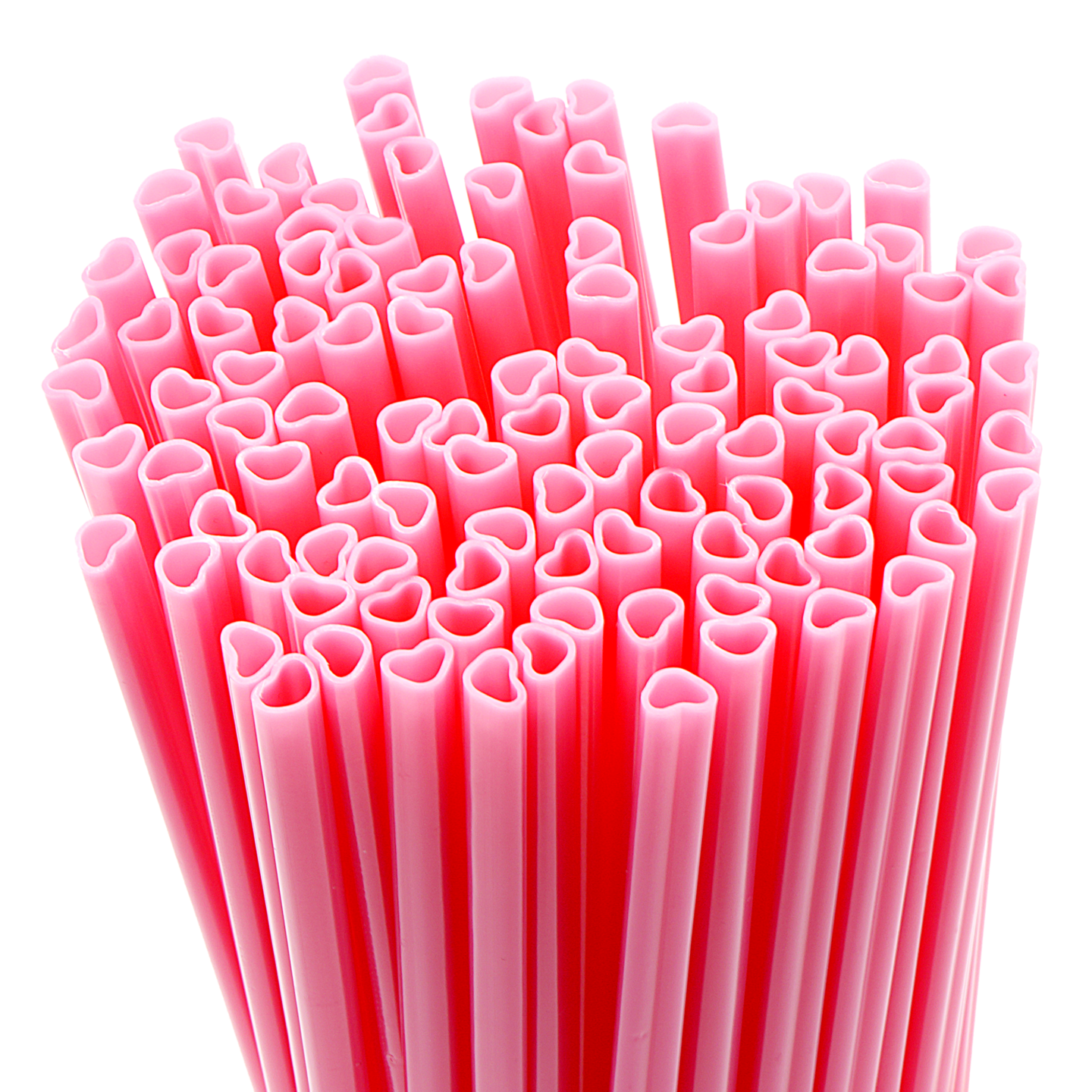 4E&#x27;s Novelty 100 Pink Heart Straws - Individually Wrapped Heart Shaped Straws for Valentine&#x2019;s Day, Cute Disposable Straws for Parties &#x26; Drinks
