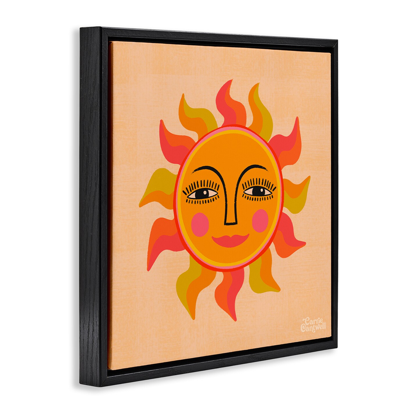 Stupell Industries Retro Boho Sun Framed Floater Canvas Wall Art Design by Carrie Cantwell