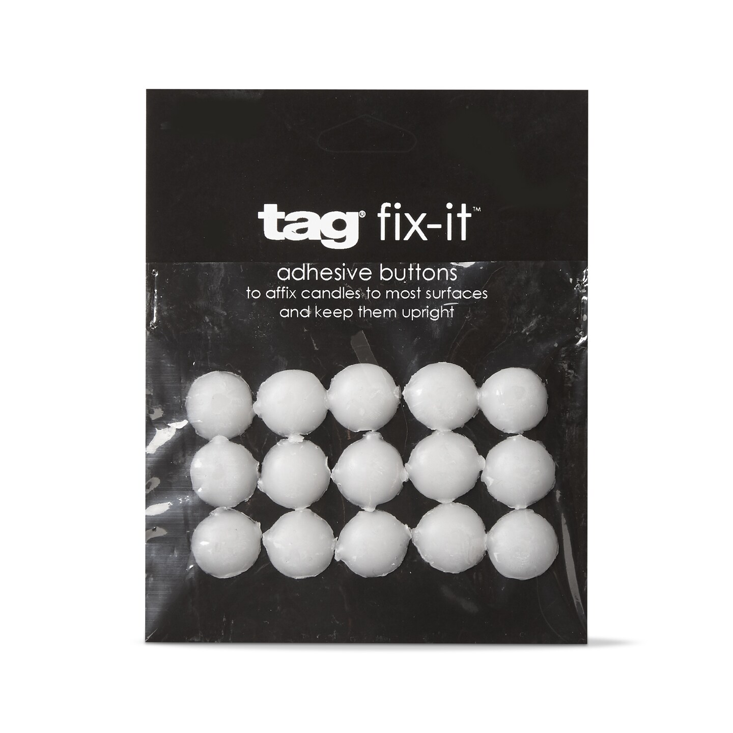 Fix-It Buttons Candle Sticky Dots, 15pc Flat Surface Tabletop Adhesive Adapters