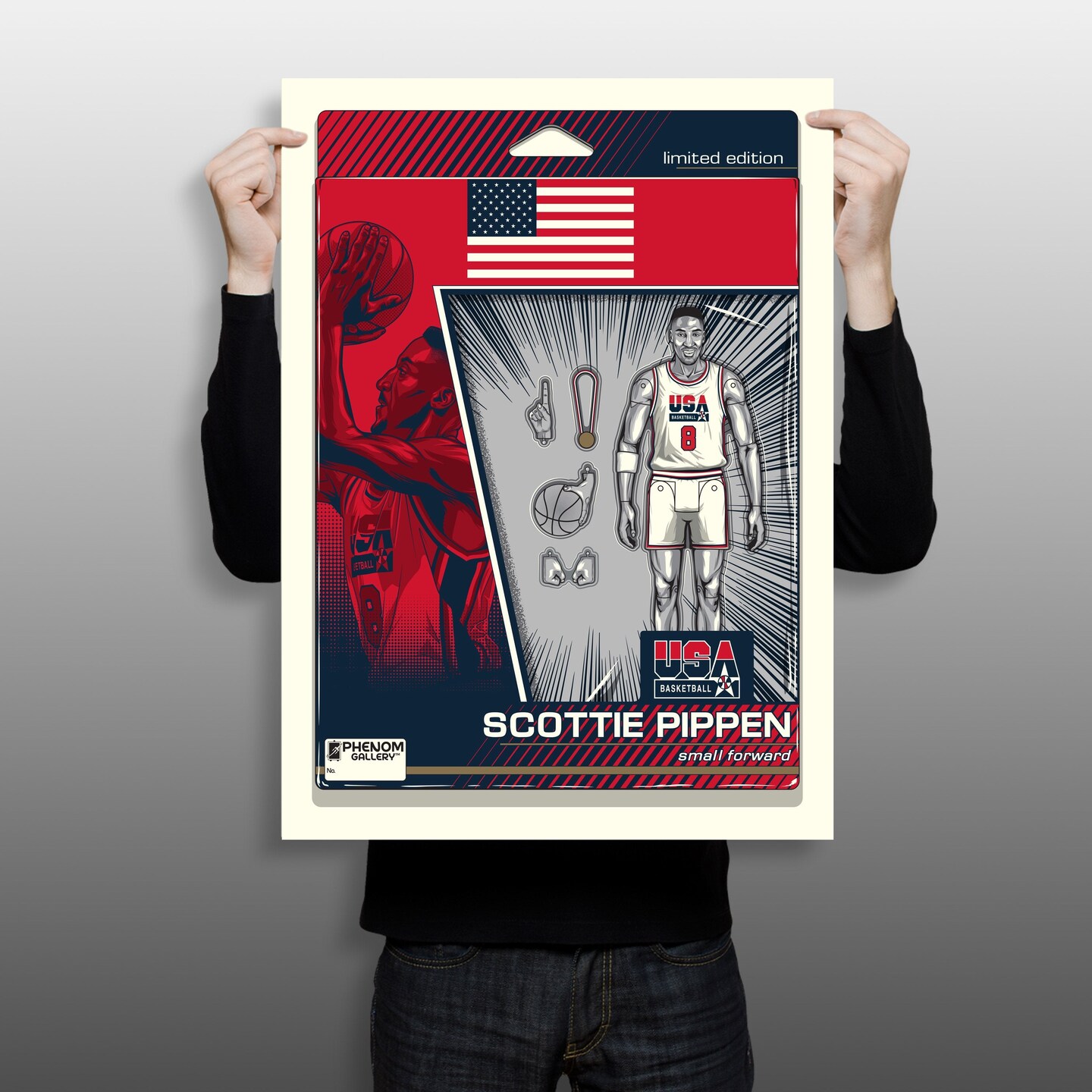 Phenom Gallery Scottie Pippen USA Basketball Action Figure Serigraph