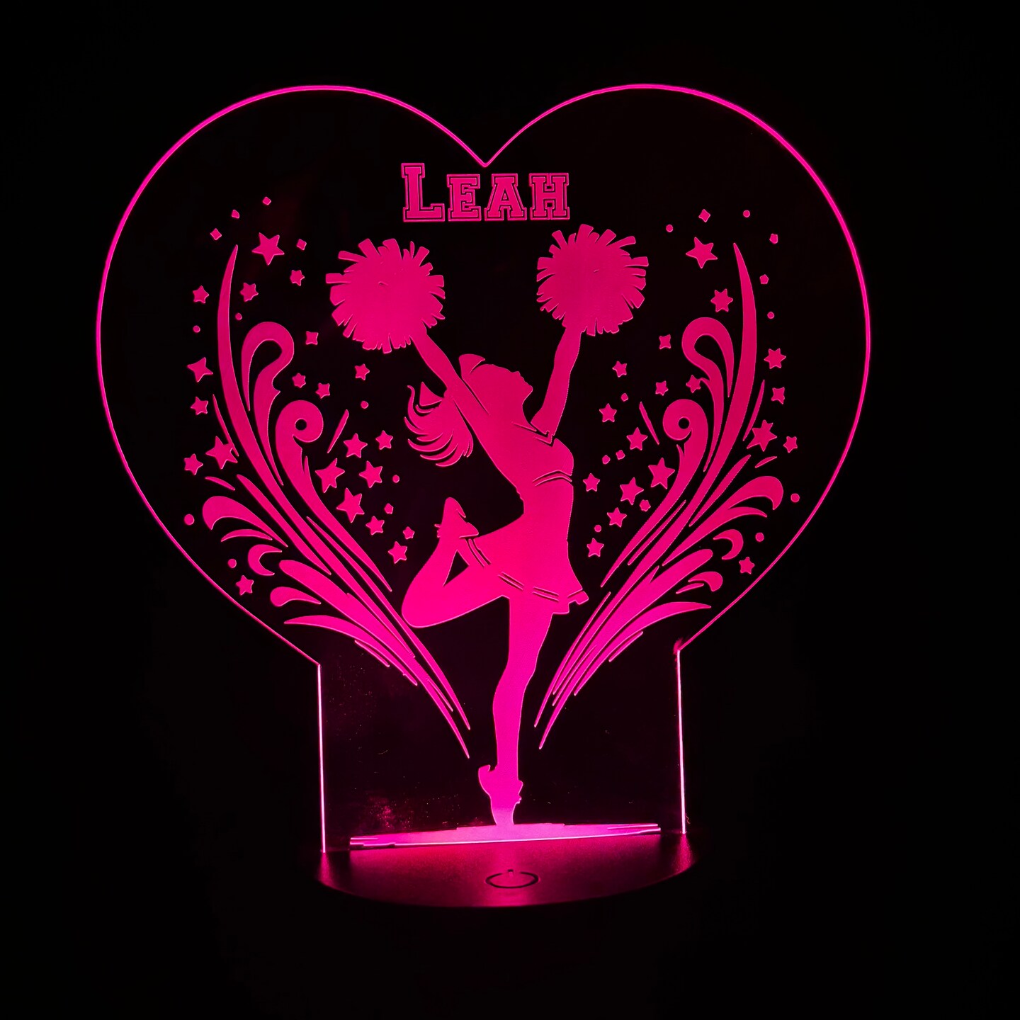 Targa LED Personalizzata Per Cheerleader, Nome Personalizzabile, 16 Colori Con Telecomando, Lampada Da Parete In Metallo, Dimensioni A Scelta (20-35 Cm)